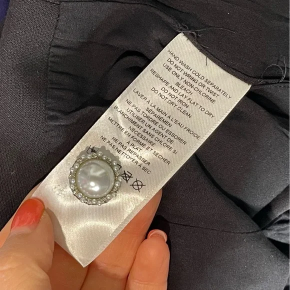 Anthropologie Maeve Puff-Sleeve Colorblock Scallop Pearl Romper Dress Size 6 - Picture 13 of 14